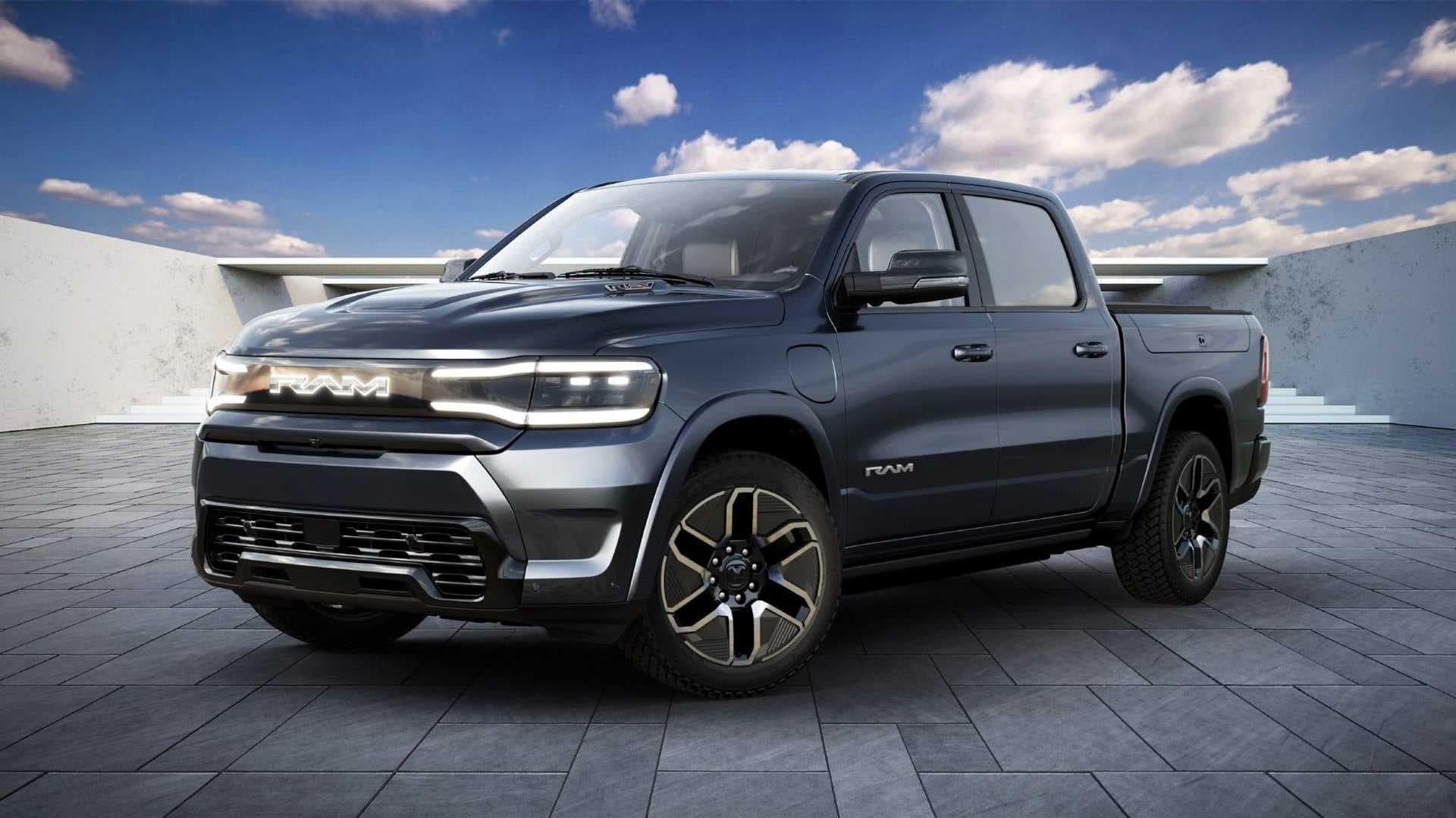 2024 Ram 1500 REV exterior front three-quarter view 2024 Ram 1500 REV exterior front three-quarter view