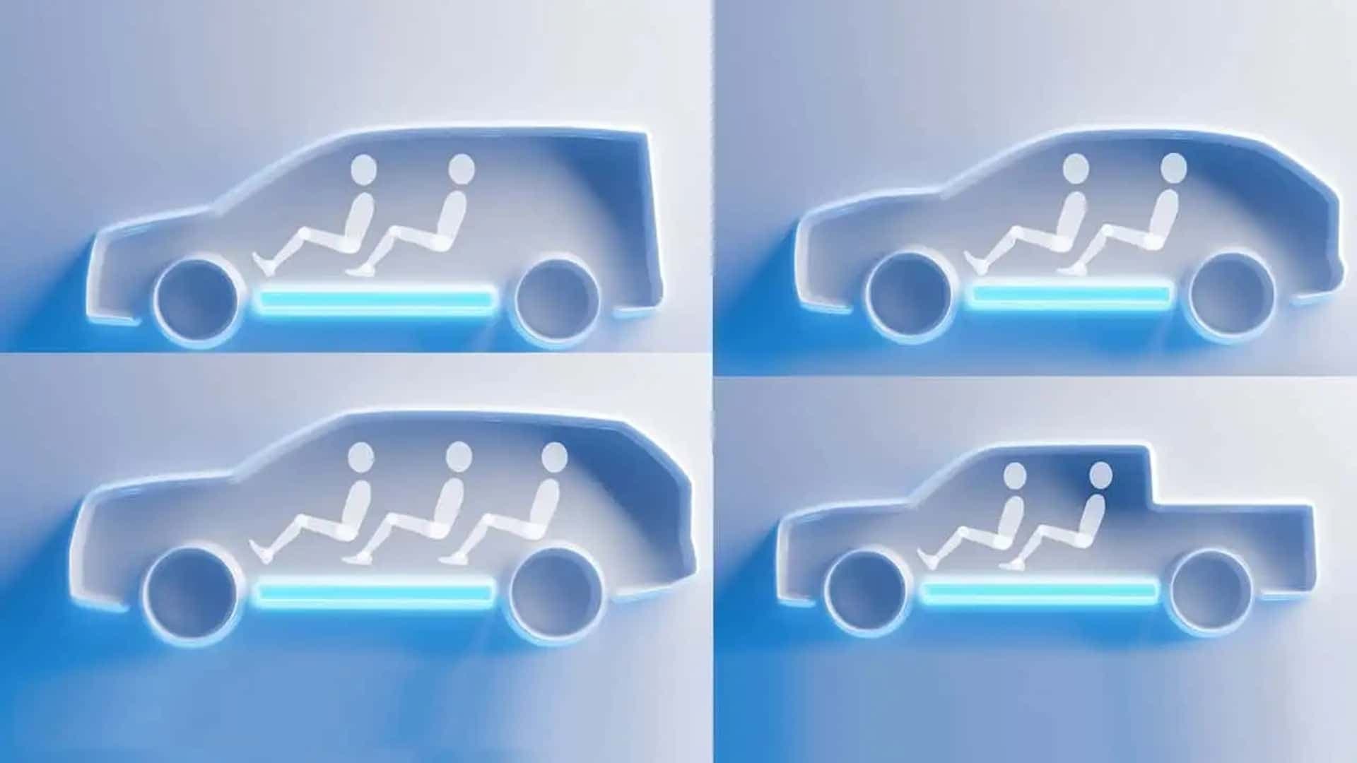 Fords neue Elektroauto-Plattform (Schemabilder) Fords neue Elektroauto-Plattform (Schemabilder)