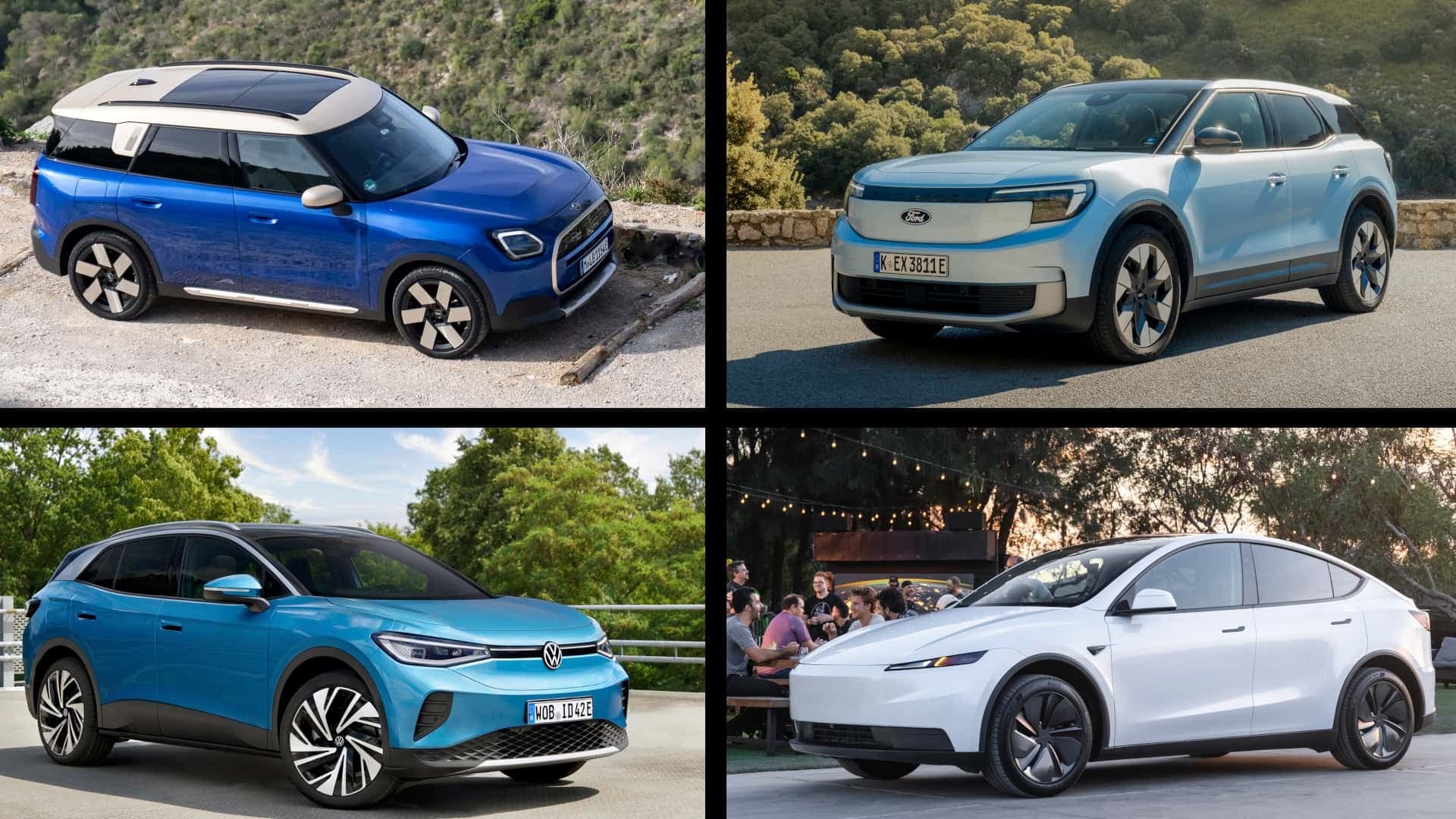 Collage: Mini Countryman E und 3 Konkurrenten Collage: Mini Countryman E und 3 Konkurrenten