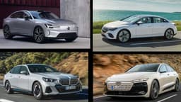 Volvo ES90 im Konkurrenzvergleich (Collage mit Audi A6 e-tron, BMW i5 und Mercedes EQE)  Volvo ES90 im Konkurrenzvergleich (Collage mit Audi A6 e-tron, BMW i5 und Mercedes EQE)