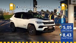 Der getestete Jeep Compass Mildhybrid an der Tankstelle (mit Info zu Verbrauch und Sprikosten)  Der getestete Jeep Compass Mildhybrid an der Tankstelle (mit Info zu Verbrauch und Sprikosten)