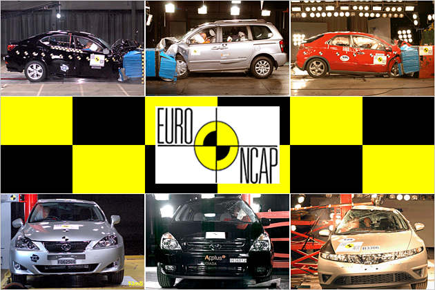 EuroNCAP-Crashtest mit Honda Civic, Lexus IS und Kia Carnival