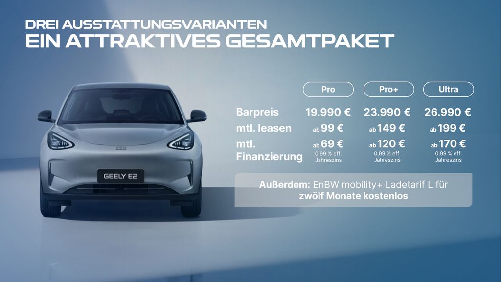 Geely E2: Preise und Leasingangebote